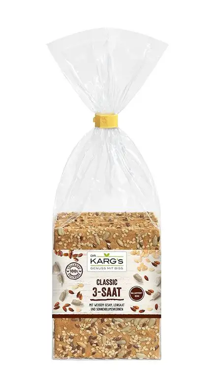 Dr.Karg Knäckebrot Classic 3-Saat, 10er Pack (10 x 200 g Beutel)
