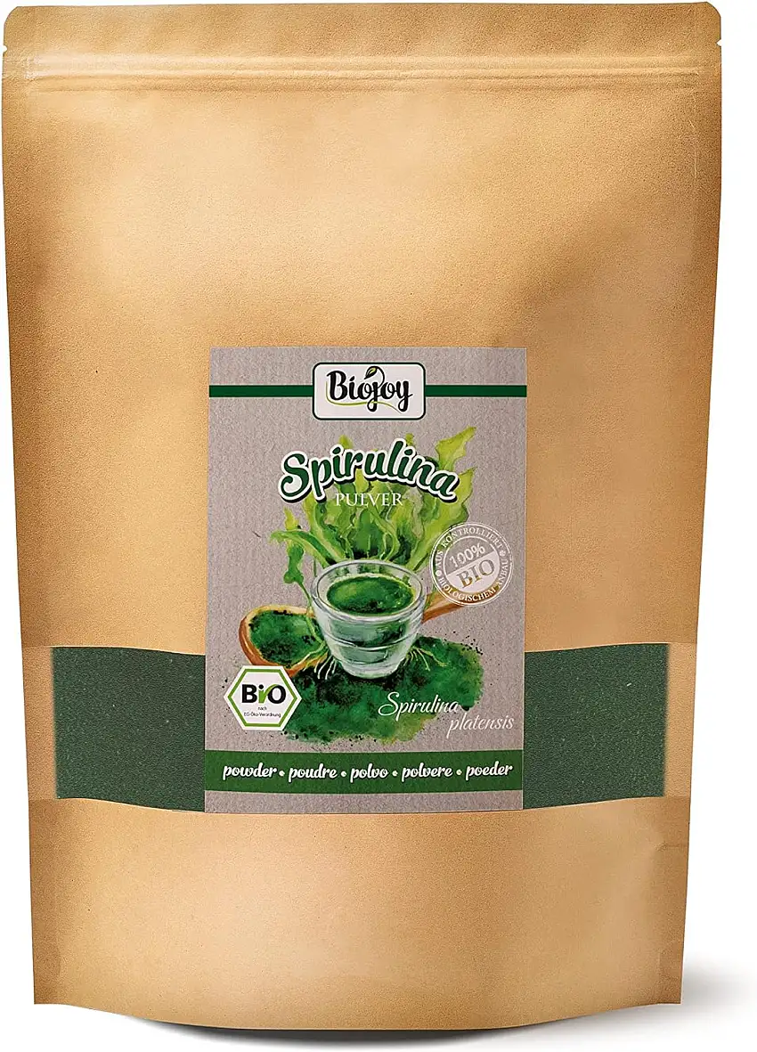 Biojoy BIO-Spirulina Pulver (1 kg), roh und rein, Spirulina Algen (Spirulina platensis)