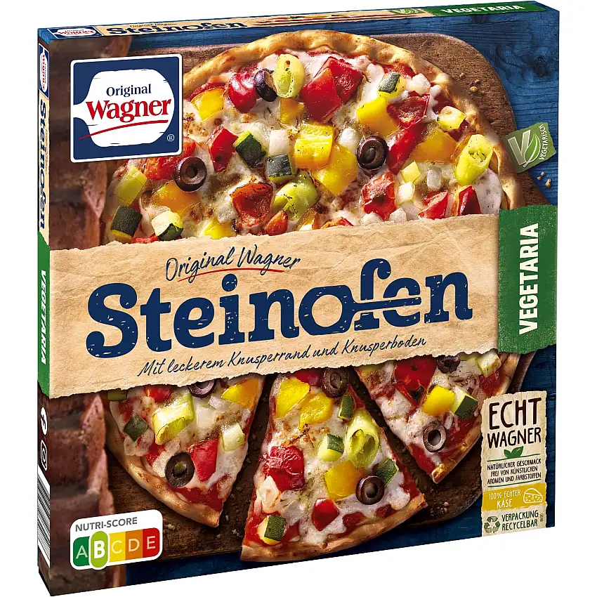 Original Wagner Steinofen Pizza Vegetaria, Tiefkühlpizza Vegetarisch, 380 g (Tiefgefroren)