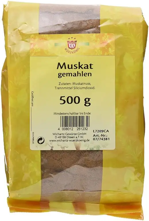 Wichartz Würzkönig Muskat aus ganzen Nüssen gemahlen, 1er Pack (1 x 0.5 kg)