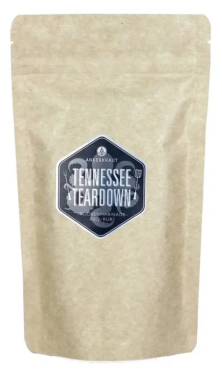Ankerkraut Tennessee Teardown, BBQ Rub Gewürzmischung zum Grillen, Memphis Style, 250g im aromadichten Beutel