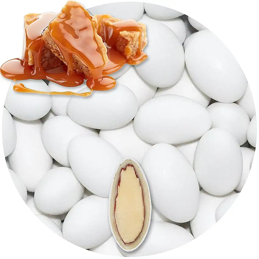 EinsSein 0,5kg Schokomandeln Karamell weiss matt Hochzeitsmandeln Mandeln Hochzeit Taufmandeln Gastgeschenke Zuckermandeln Bonboniere Confetti Badem sekeri Gastgeschenk Zucker Candy Bar Süssigkeiten