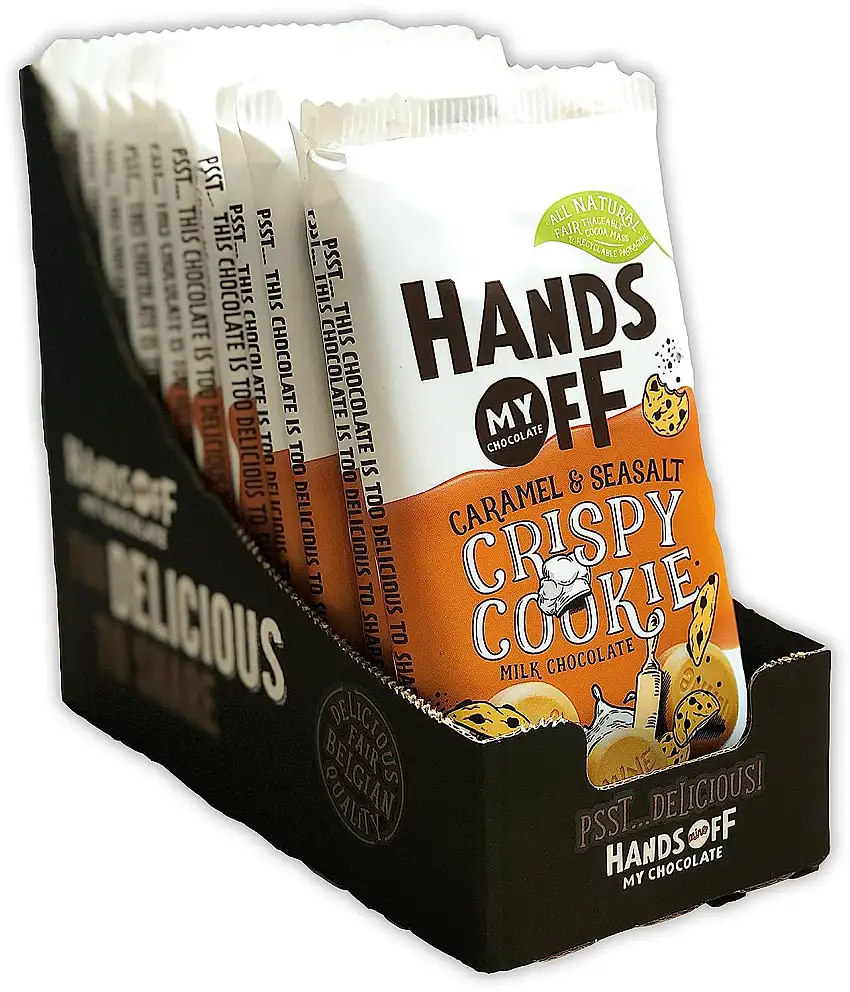 Hands Off my Chocolate (12 x 100g) | All Natural Fair Chocolate | Laktosefrei | 12 einzeln verpackte Tafeln (Crispy Cookie Caramel & Seasalt Milk)