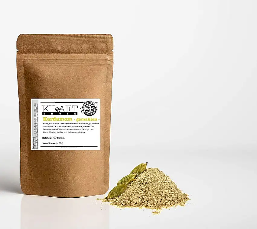 Kraft-Ernte Kardamom gemahlen 200g I Gewürz I Würzen I Profikoch I Hobby-Koch I Gourmet-Gewürz, Ideal zum Kochen und Backen, Kraft-Ernte (200g)