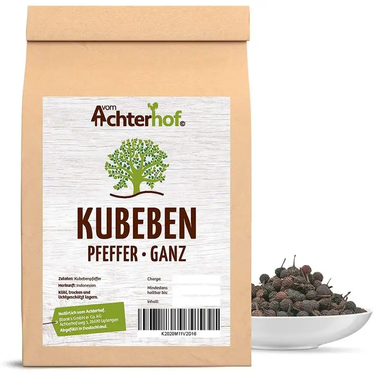 100 g Kubeben Pfeffer schwarz Kubebenpfeffer Schwanzpfeffer schwarze Pfefferkörner aus Indonesien
