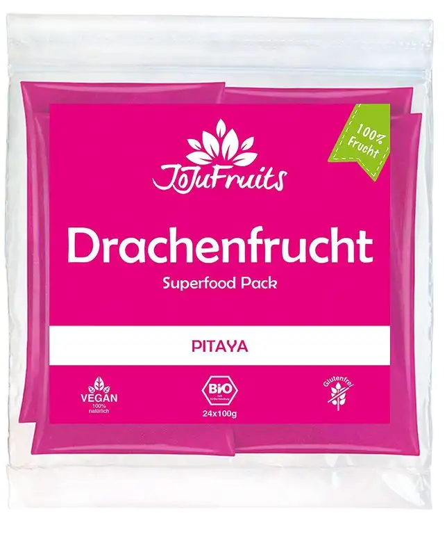 JoJu Fruits - Bio Drachenfrucht Püree - 24 Smoothie Packs - Superfood aus Pitaya