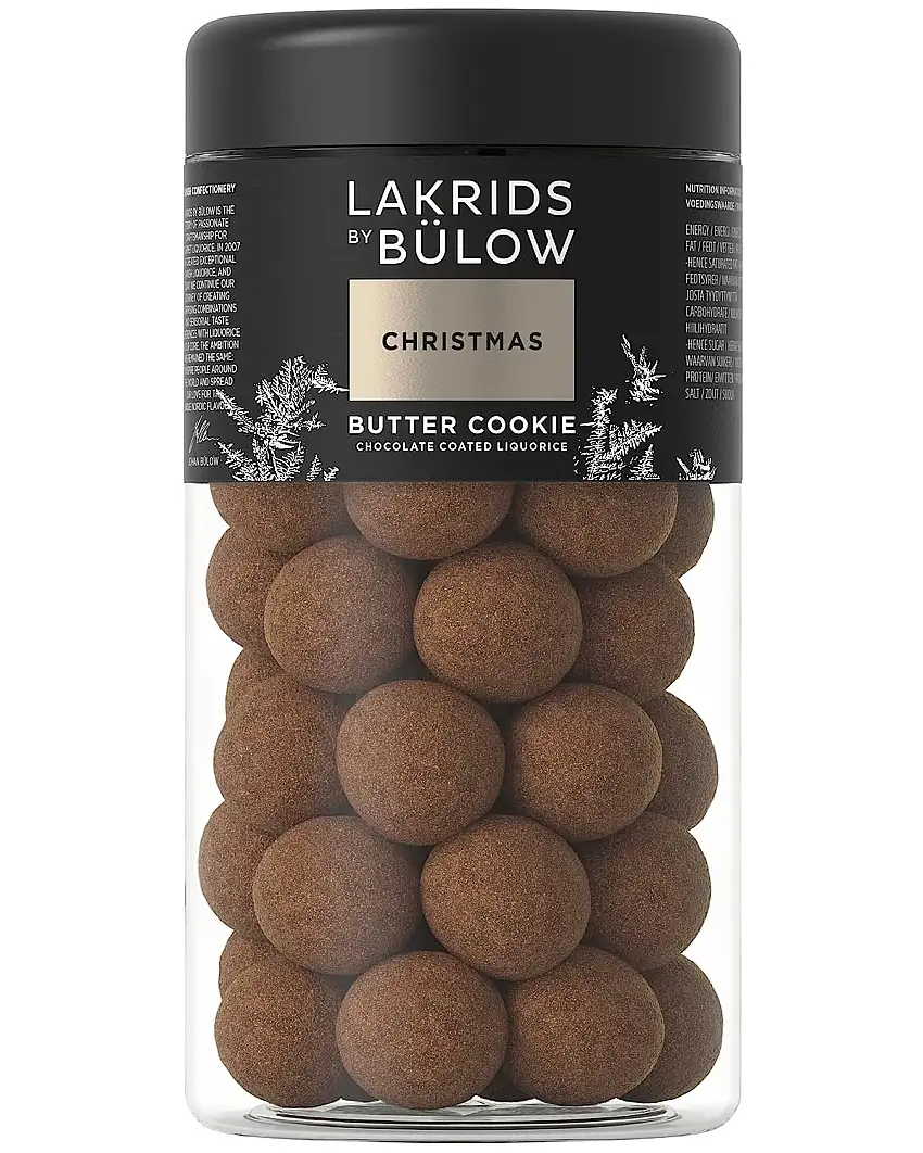 LAKRIDS BY BÜLOW - Butter Cookie - 295g - Dänische Gourmet Lakritz-Kugeln - Süßer Lakritzkern umhüllt von Dulce-Schokolade & Zimt - Süßigkeiten Geschenk für Lakritze Liebhaber