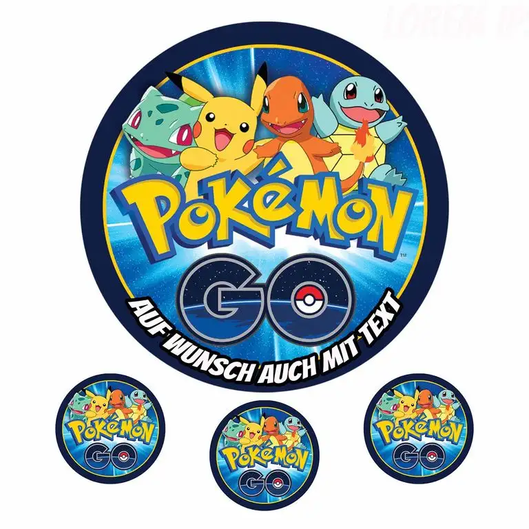Tortenaufleger aus Zuckerpapier - Tortenbild Geburtstag Tortenplatte Zuckerbild Motiv: Pokemon Go