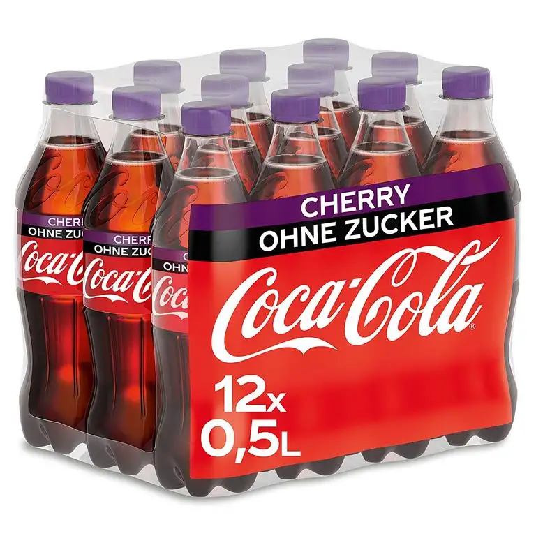 Coca-Cola Zero Sugar Cherry / Fruchtiges Erfrischungsgetränk ohne Zucker in handlichen Flaschen mit originalem Kirschgeschmack / 12 x 500 ml Einweg Flasche, 6000 ml