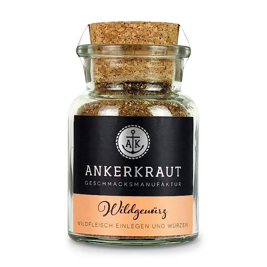 Ankerkraut Wildgewürz, BBQ-Rub für Wild, für den Ofen, Grill, Smoker und Dutch Oven, 75g im Korkenglas