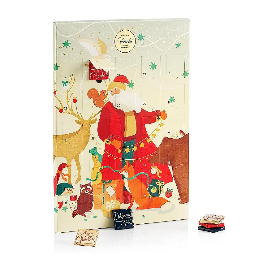 Venchi - Weihnachtskollektion - Adventskalender mit verschiedenen Mischung an Granblend Pralinen 181 g - Glutenfrei