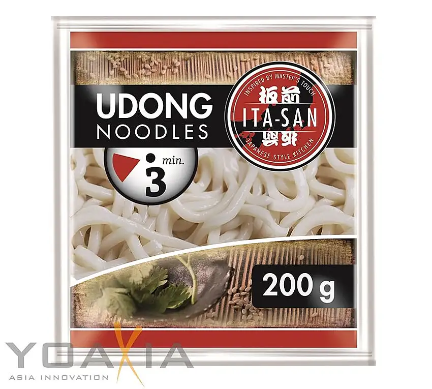 30er-Pack - ITA-SAN Udon-Nudeln UDONG [ 30 x 200g ] vorgekochte Nudeln nach japanischer Art + ein kleines Glückspüppchen - Holzpüppchen