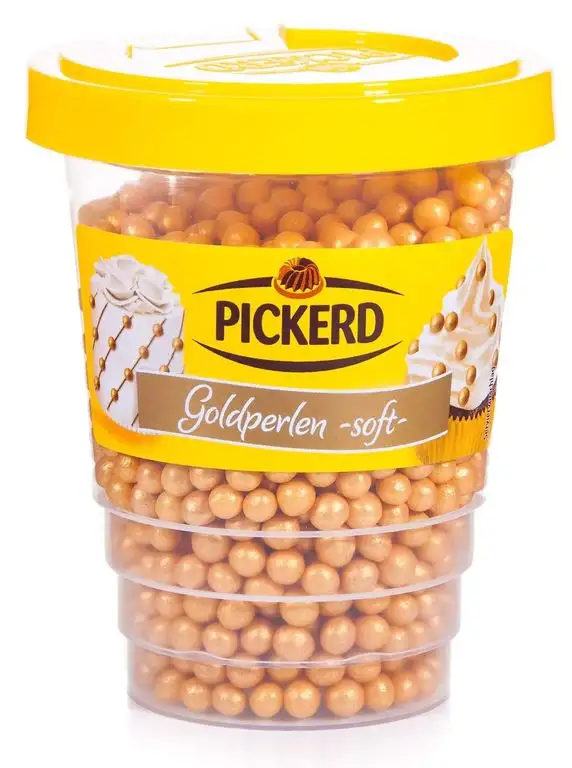 Zuckerdekor / Dekor - Streusel "GOLDPERLEN" (soft / 100 g) BACK - DEKORATION
