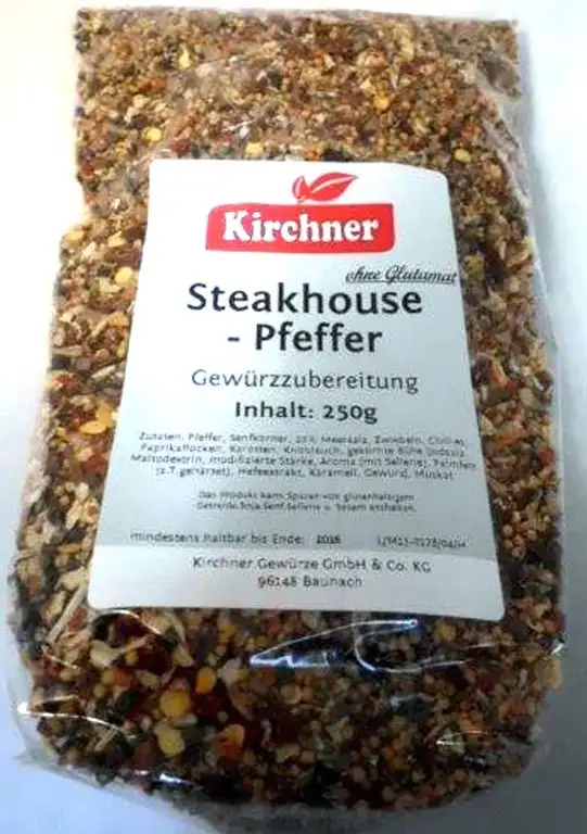 1a Kirchner Gewürze - STEAKHOUSE PFEFFER --- Klarsichtbeutel 250g --- 49665
