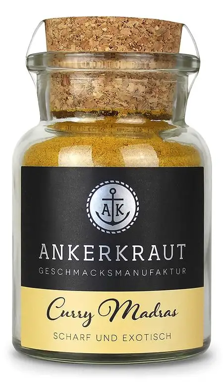 Ankerkraut Curry Madras, 60g im Korkenglas, frisch-fruchtiges Curry-Pulver passend zu Fleisch, Fisch & Gemüse