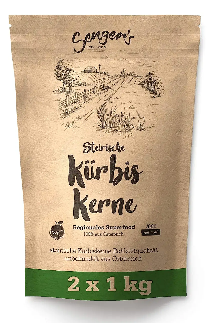 Senger's 2 kg Steirische Kürbiskerne Kürbiskern Rohkostqualität natur unbehandelt vegan geschält (2 KG)