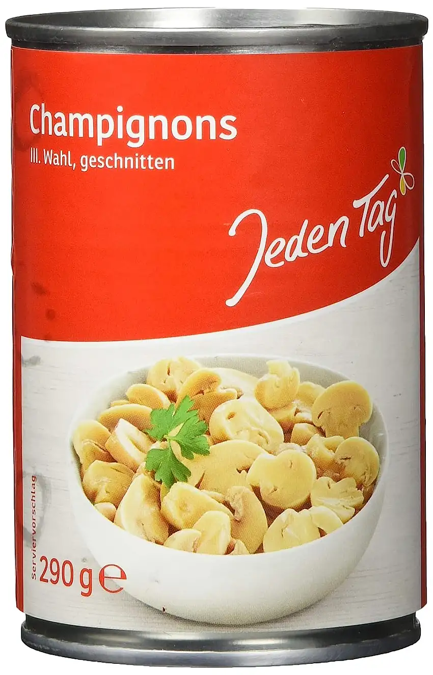 Jeden Tag Champignons geschnitten in der Dose, 1 x 290 g, Abtropfgewicht 1 x 170 g