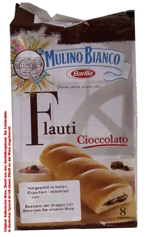 Mulino Bianco Flauti Cioccolato Süsse Backware Mini Kuchen mit Schokocremfüllung 24 x 35g = 840g