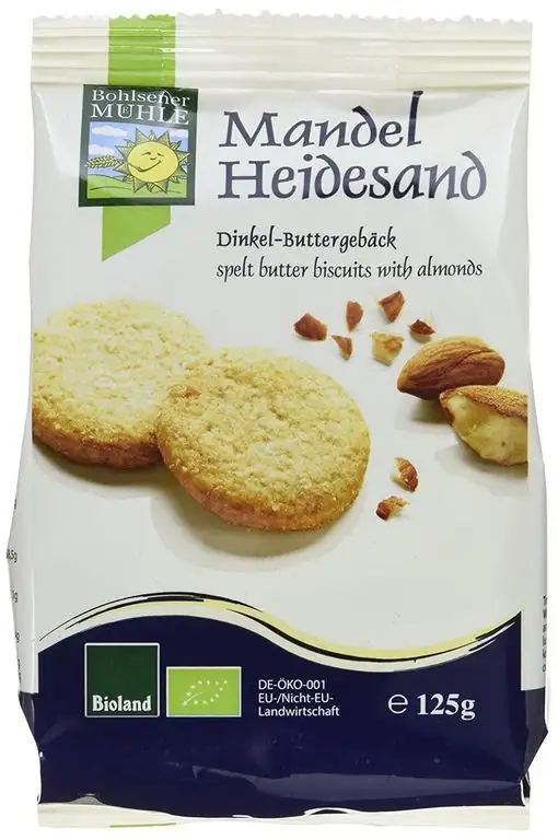 Bohlsener Mühle Mandel-Heidesand Dinklel-Buttergebäck, 6er Pack (6 x 125 g ) - Bio