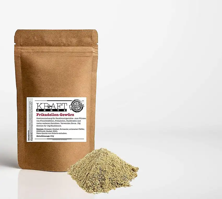 Kraft-Ernte Frikadellen-Gewürz 200g I Gewürzmischung I Buletten I Hackbraten I Fleischklops I Fleischbällchen, Hack Gewürze, Gewürzmischung für Rind und Schwein, Kraft-Ernte (200g)