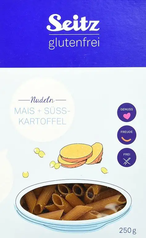 Seitz glutenfrei Mais plus Süsskartoffel Penne, 4er Pack (4 x 250 g)