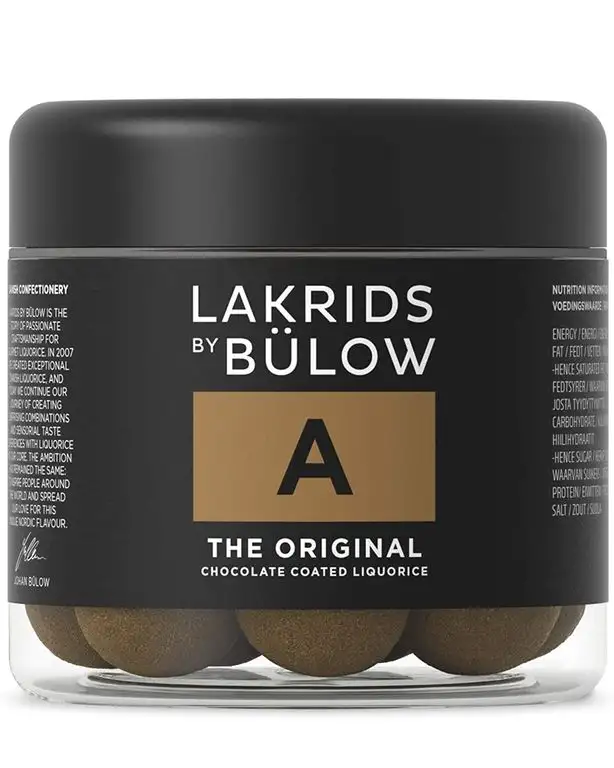 LAKRIDS BY BÜLOW - A - THE ORIGINAL - 125g - Dänische Gourmet Lakritz-Kugeln - Süßer Lakritzkern umhüllt von Vollmilch-Schokolade und feinem Lakritzpulver - Süßigkeiten Geschenk für Lakritze Liebhaber