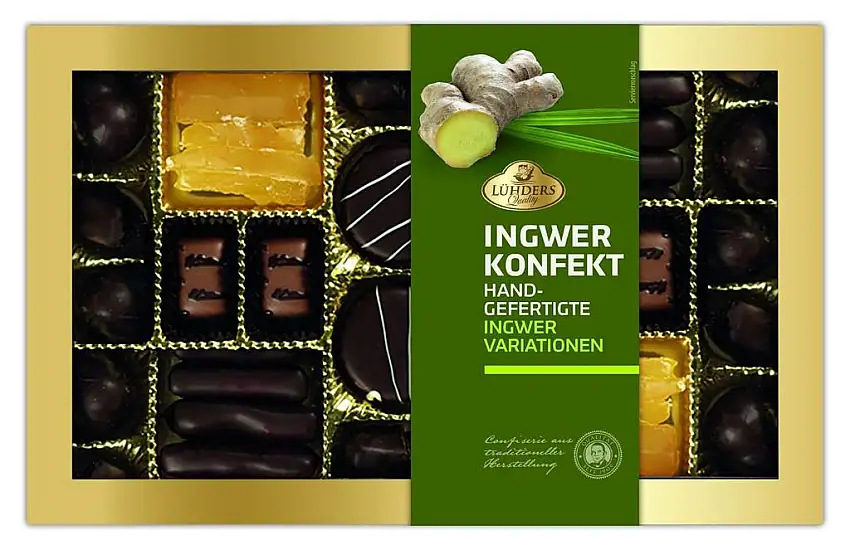 Lühders Ingwer-Konfekt, Ingwer Marzipan Pralinen, 250g