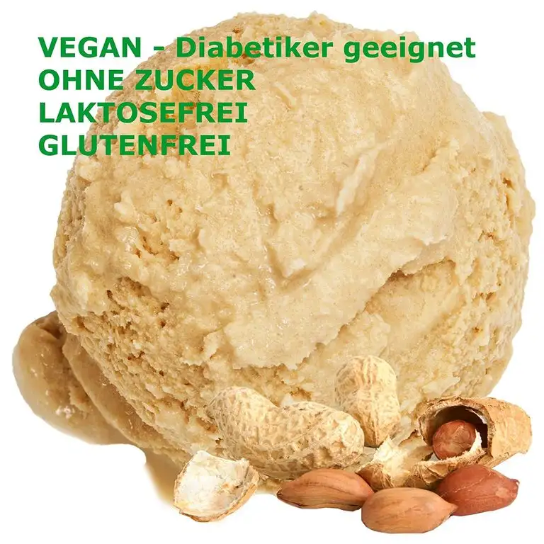 Erdnuss Geschmack Eispulver VEGAN - OHNE ZUCKER - LAKTOSEFREI - GLUTENFREI - FETTARM, auch für Diabetiker Milcheis Softeispulver Speiseeispulver Gino Gelati (Erdnuss, 333 g)