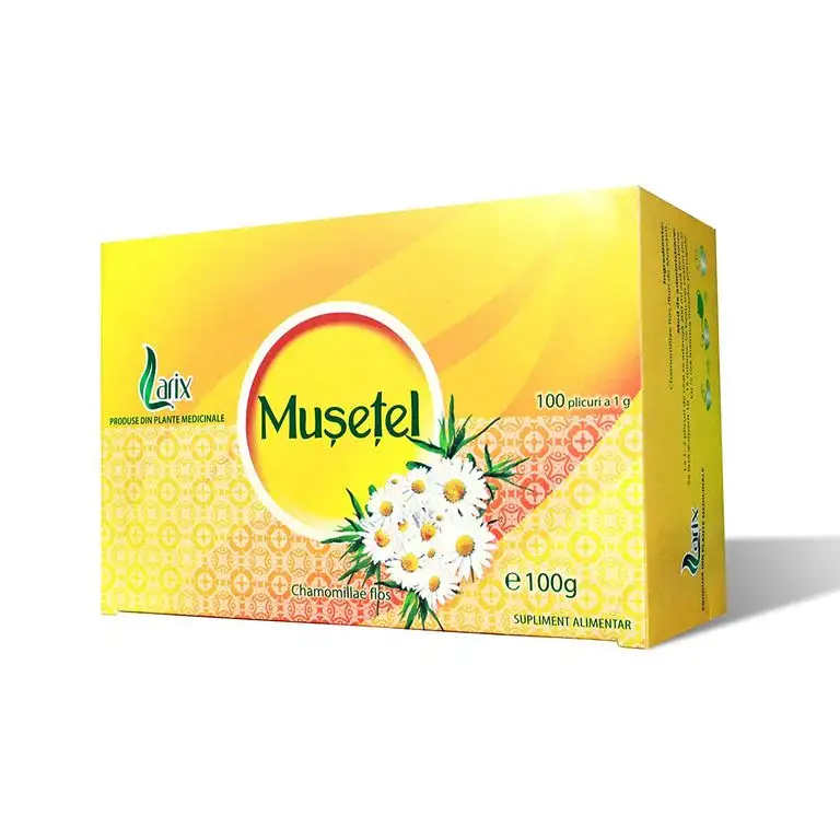 Larix Kamille Tee, Tee mit Teeblättern Kamille 100% Natürlich - Nacht-Tee, Beruhigend und Lecker, Insgesamt 100 Teebeutel, 100g