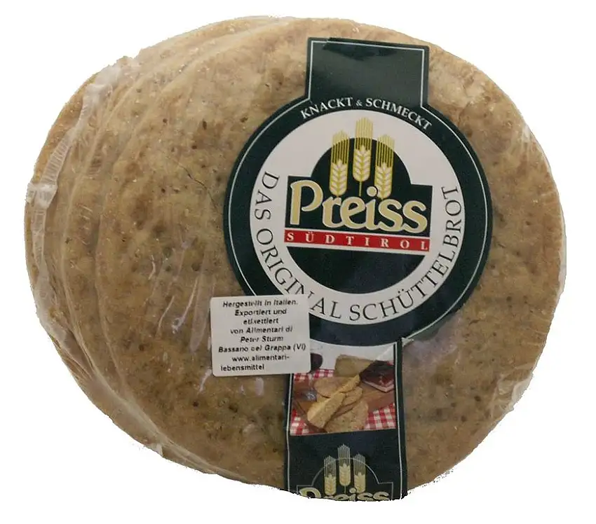 Preiss das original Schüttelbrot / Roggenmischfladenbrot mit Kümmel 8 x 200 = 1600g
