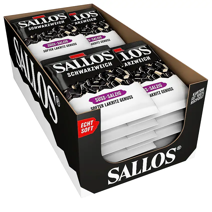 SALLOS Schwarzweich Süß-Salzig Soft Lakritz Genuss im Snacking-Format - 200 g (20er Pack)
