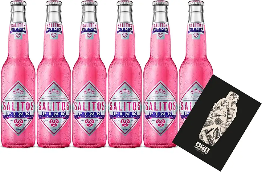 Salitos 6er Set Bier Salitos Pink Beer 6x 0,33L (5% Vol) inkl. Pfand MEHRWEG mit Mixcompany Grußkarte- [Enthält Sulfite]