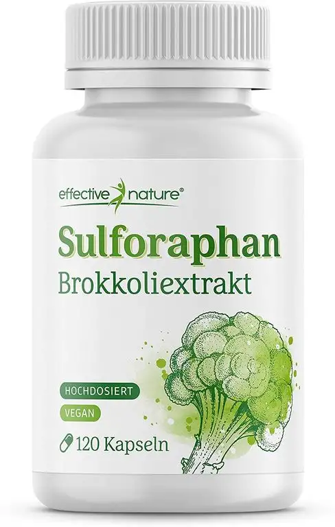 effective nature Sulforaphan - 100 mg Brokkoliextrakt pro Tagesdosis - 120 Kapseln - Reicht für 60 Tage - Hochdosiert & Vegan