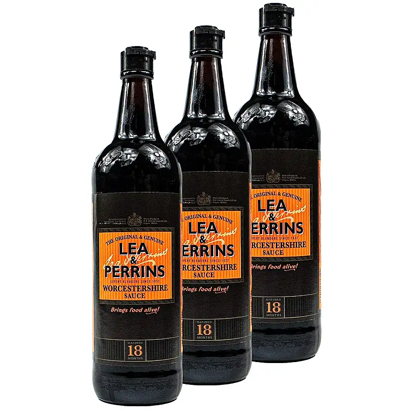 Lea & Perrins - 3er Pack Original Worcestershire Sauce in 568 ml Glasflasche (Würzsauce) - Traditionell englische Worcester Worcestersauce