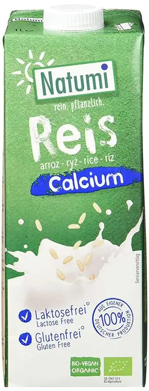 Natumi Reisdrink Calcium ungesüßt I 12er Pack Pflanzendrink Bio - 12 x 1 L I Milchersatz vegan ohne Zucker / Gluten / Laktose I Bio Reis aus Italien & Natürliches Calcium I Mineralstoffreich