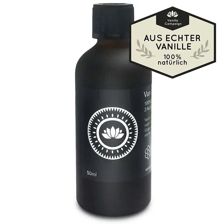 Vanilla Campaign Vanille Extrakt, Ohne Zucker mit Alkohol, 50ml, Aus echten Vanilleschoten, naturbelassen, vegan, fairtrade