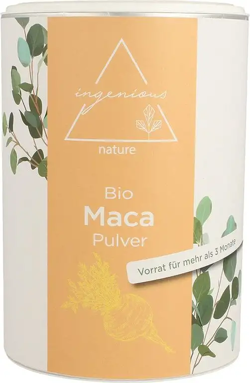 ingenious nature® Laborgeprüftes Bio Maca Pulver 500g - von der gelben Maca Wurzel - 100% rein, ohne Zusätze, roh, aus Peru. Angebaut auf über 4400m. Vorrat für 100 Tage.