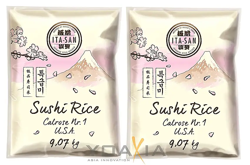 [ 2x 9,07kg ] ITA-SAN Sushi Reis / Calrose Nr. 1 U.S.A. / Mittelkorn-Reis + ein kleines Glückspüppchen - Holzpüppchen