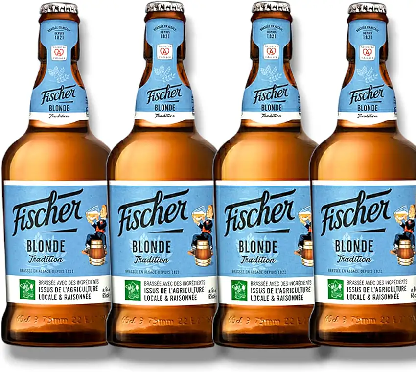 4 x Fischer Blonde Tradition 650 ml - Bier aus der Brasserie Fischer im Elsass - Bigbottle