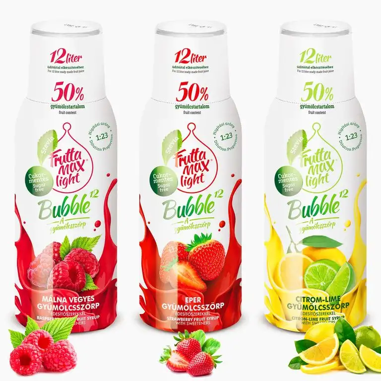 Light Low-Carb Fitness-Sirup Himbeere-Erdbeere-Zitrone-Lime Frutta Max light | Ohne-Zucker | mit Stevia | 50% Fruchtanteil 3erPack(3x500ml)