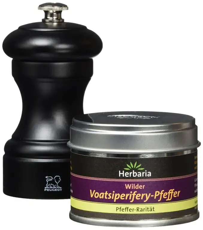 Herbaria Set "Voatsiperifery-/ Madagaskar Pfeffer mit Peugeot-Pfeffermühle", 1er Pack (1 x 25 g)