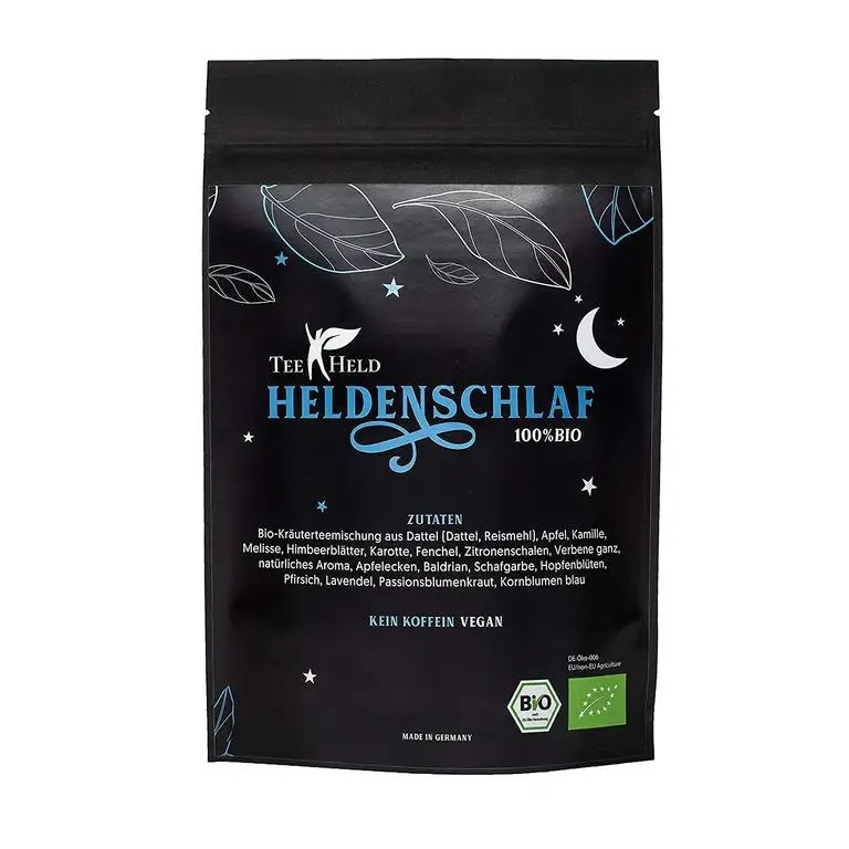 Teeheld Bio Beruhigungstee lose | 65g Entspannungstee - Abendtee | Beruhigungstee am Abend | Schlaftee und Nerventee mit leichtem Pfirsich-Zitronengeschmack