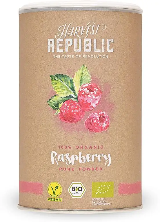 HARVEST REPUBLIC Bio-Fruchtpulver Himbeere, 125 g, Für Superfood Smoothies und Shakes, Organic Food, Vegan