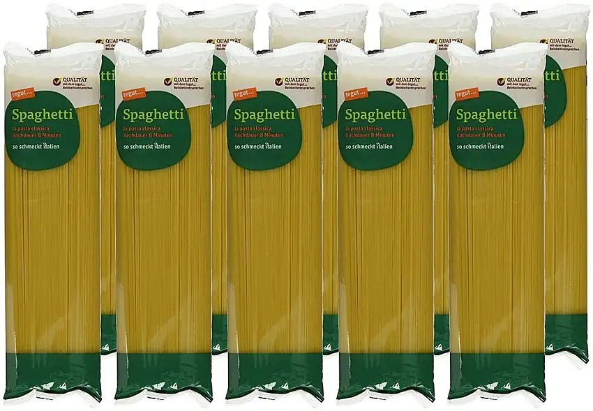 tegut... 5kg Italienische Nudeln Pasta Spaghetti - Teigware aus 100% Hartweizengrieß Vorteilspack 10er Pack (10 x 500 g) - Spezialität aus Italien