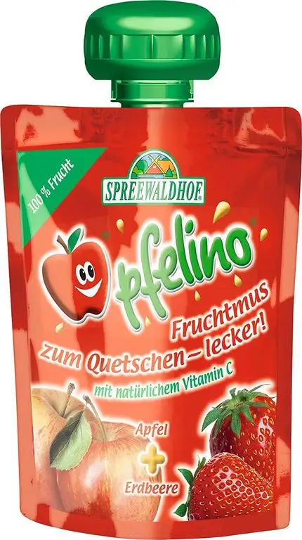 pfelino Fruchtmus Apfel-Erdbeere, 24er Pack (24 x 100g)