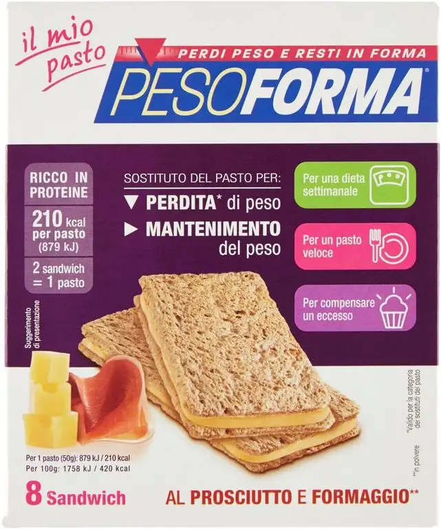 Linie diätetische Lebensmittel Sandwich Schinken und Käse 8 Stk