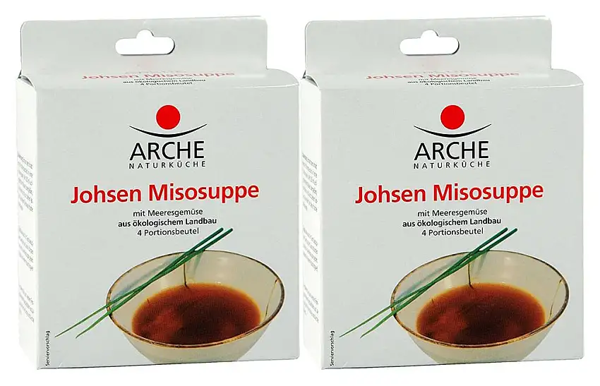 Arche Johsen Miso Suppe (4 Beutel à 15g) Bio Miso, 2er Pack (2 x 1 l)