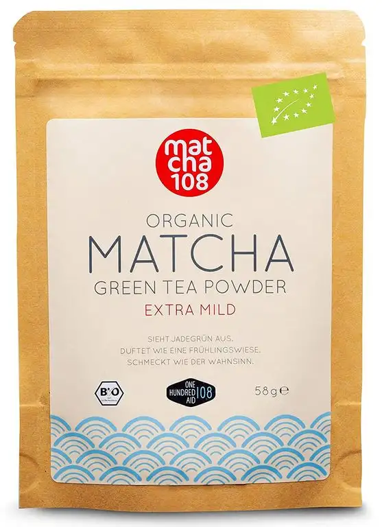 Matcha Tee Pulver | Bio Zeremonie Qualität für extra milden Teegenuss | Ideal für Tee, Smoothies und Lattes | 58g, Zertifiziertes Grüntee-Pulver [Ceremonial Grade Green Tea] von Matcha 108