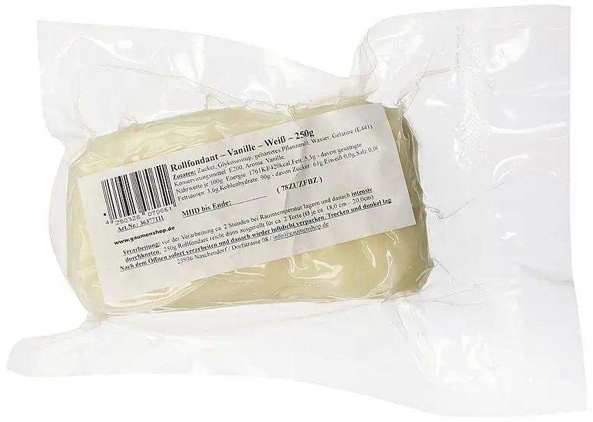 Fondant Weiß Vanille 250g Rollfondant Tortendeko Weiß 250g von Gaumenshop | Rollfondant für Torten und Kuchen | Rollfondant Weiß 250g. Jetzt Fondant kaufen
