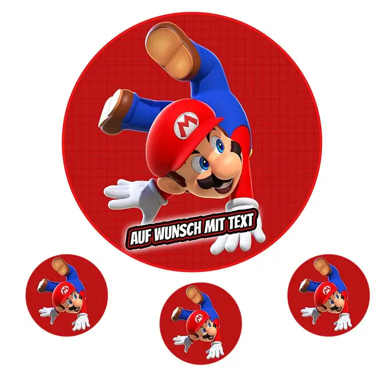 Tortenaufleger Geburtstag Tortenbild Zuckerbild Oblate Motiv: Super Mario Run (Oblatenpapier)